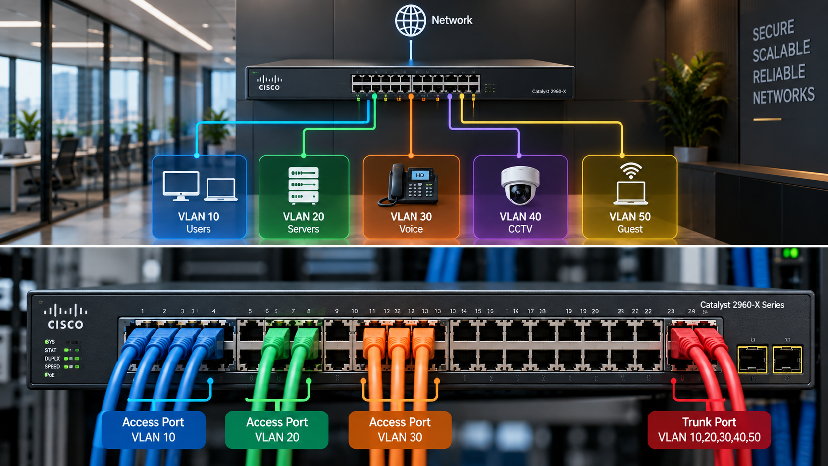 VLAN چیست؛ تفاوت Access و Trunk در سوئیچ شبکه