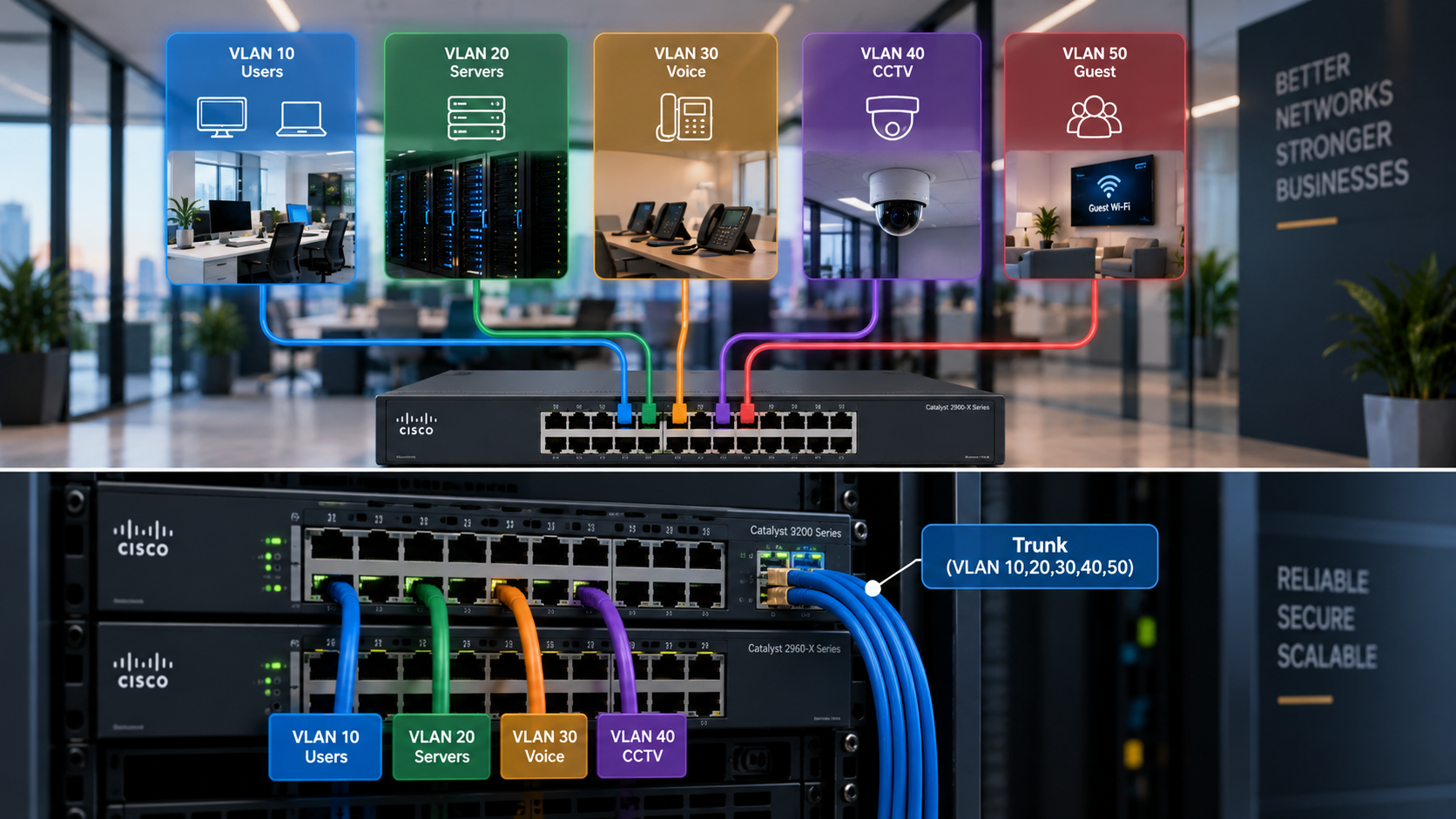 VLAN چیست و تفکیک شبکه سازمانی