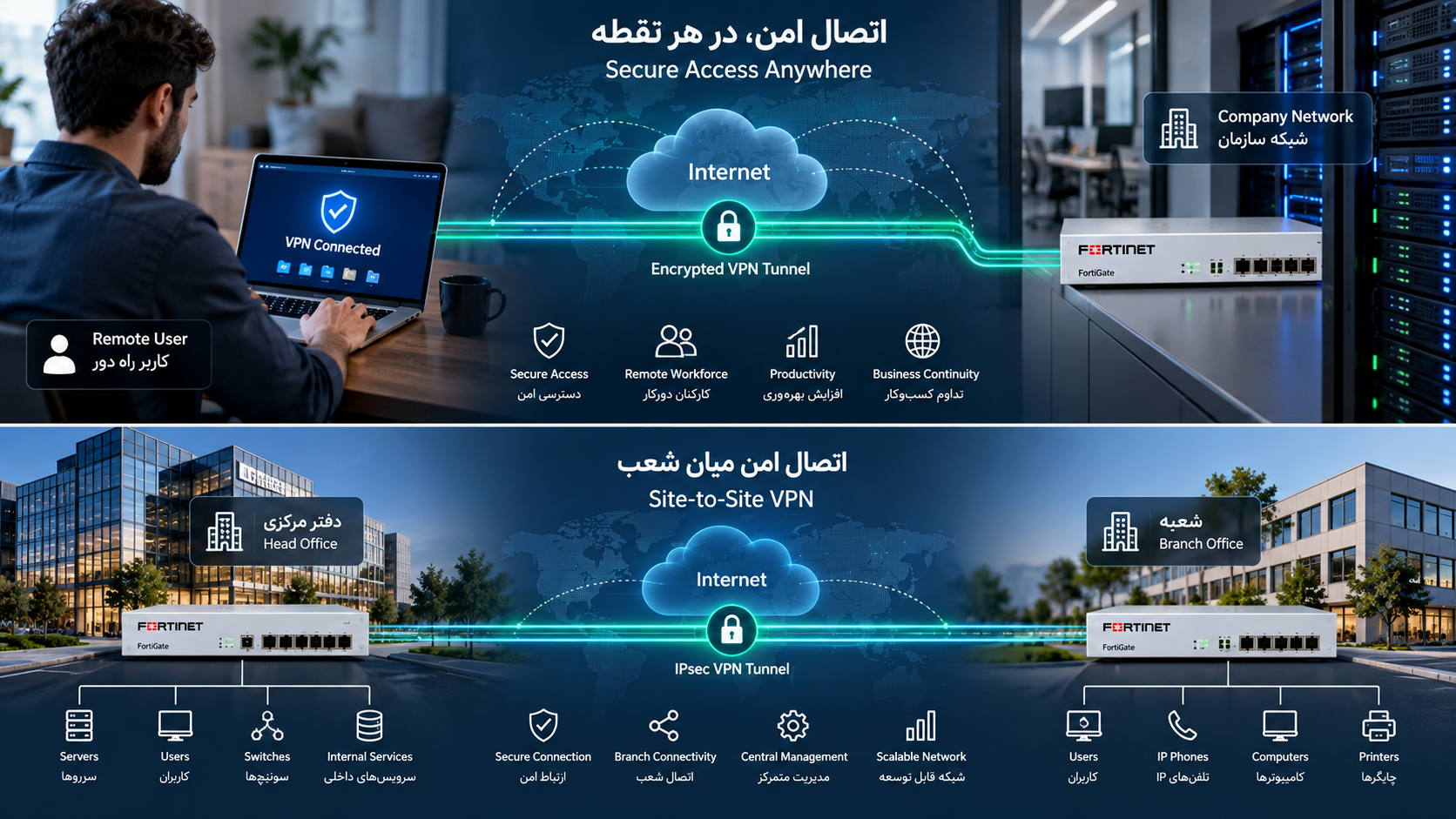 VPN سازمانی Site to Site برای اتصال امن شعب شرکت